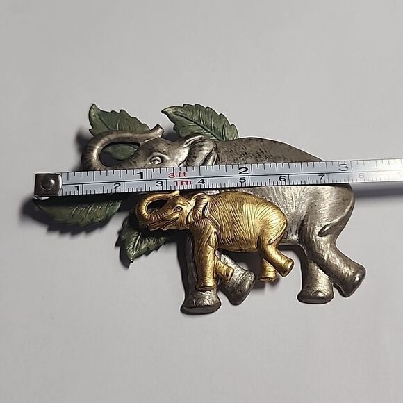 Elephant Brooch in Silver and Gold Tones - Picture 2 of 4